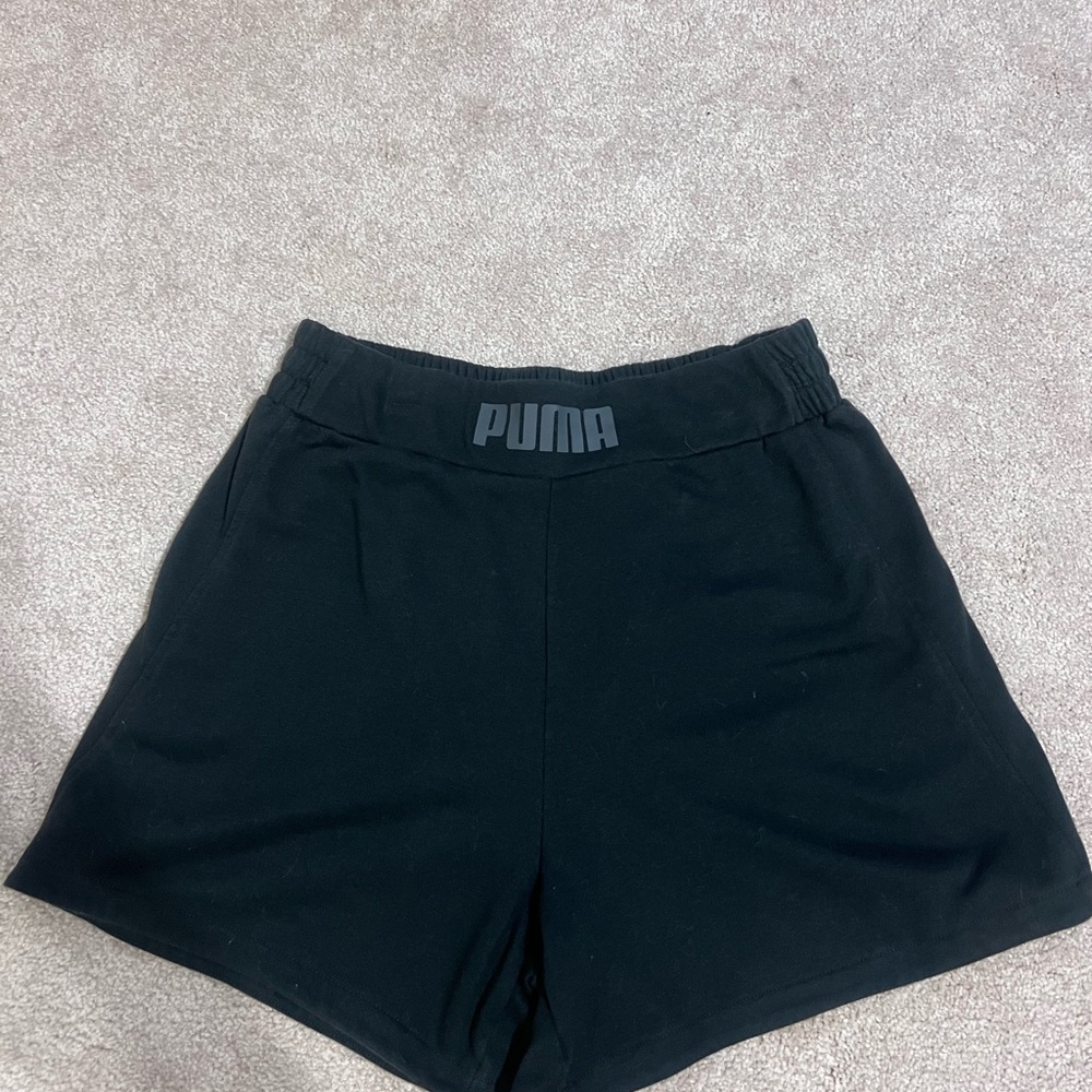 Puma Black Athletic Shorts with Elastic Waistband